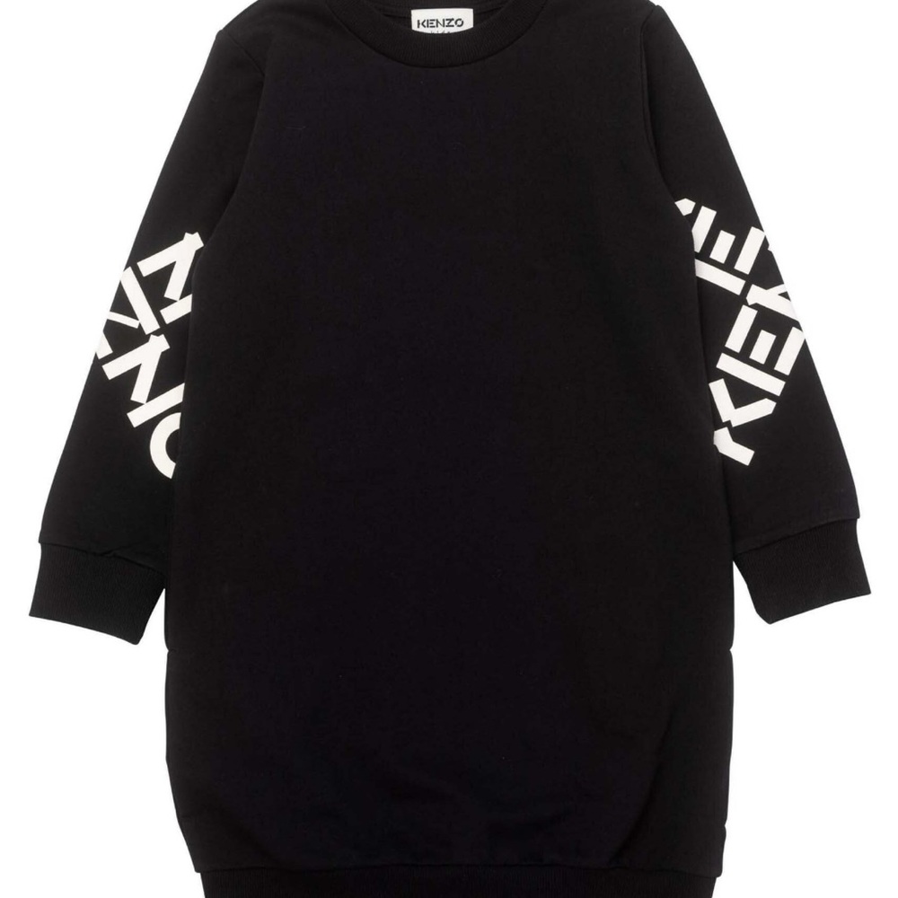 Kenzo Black Crewneck Sweater dress with White Kenzo Lettering 12